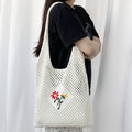 2024 Bohemian Style Women's Tote Beach Shopping Bags Woven Handmade Flowers Knitted Crochet Portable Embroidery for Spring