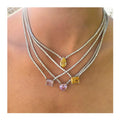 New Arrival Trendy Pink Heart Tennis Chocker Necklace Stainless Steel for Women