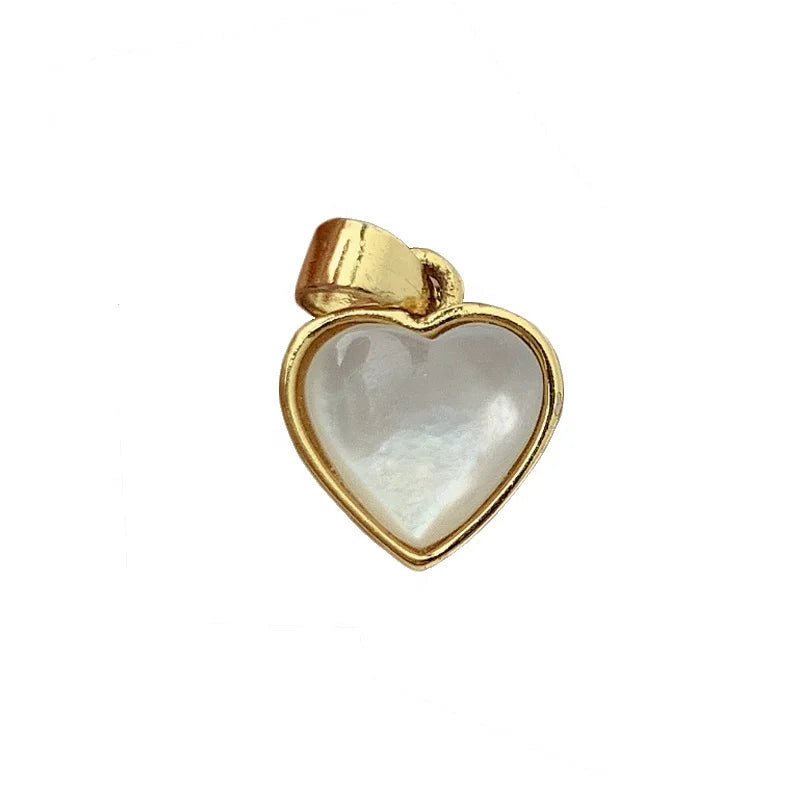 Wholesale Custom Metal MOP Pearl Shell Heart Pendants Charms for Jewelry Making Bracelet Necklace