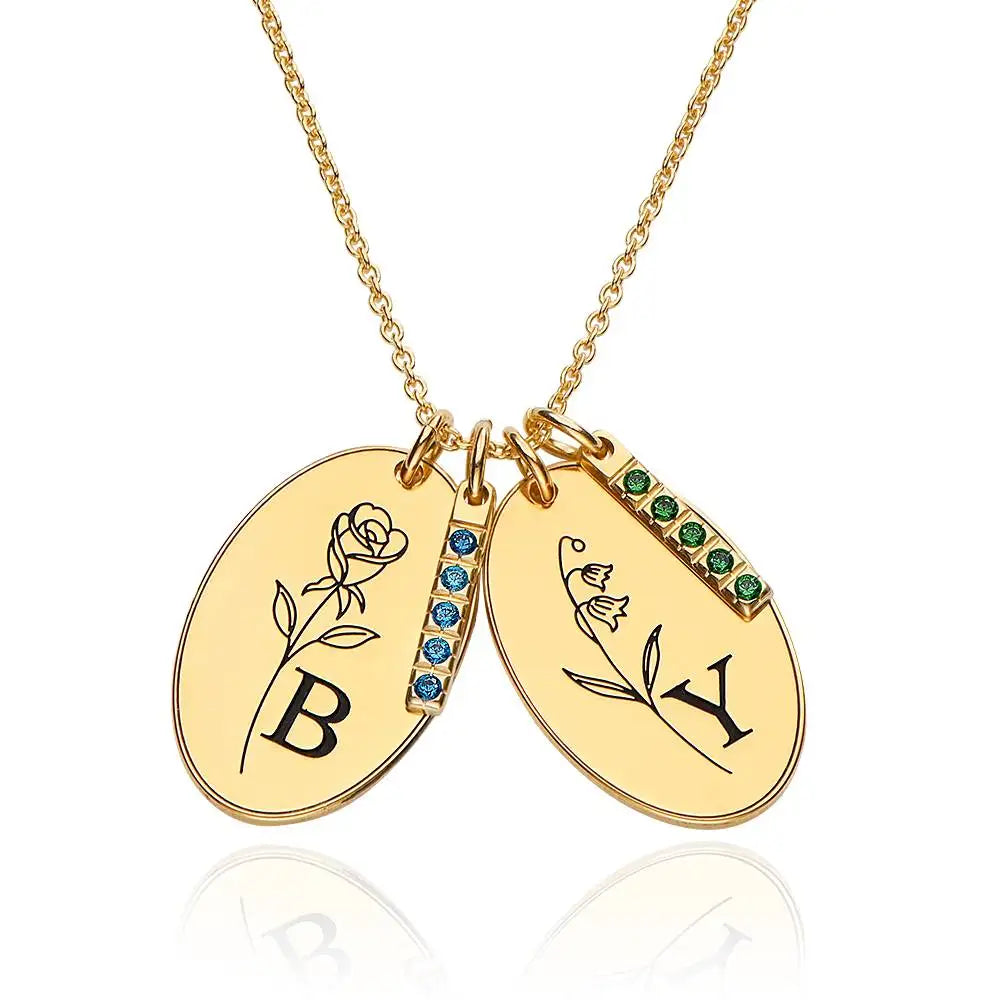 Milskye Engagement Jewelry Fashion Fine for Women 925 Silver 18K Gold Birth Flower Birthstone Initial Necklace