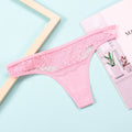 Women's Sexy Thong Underwear T-back Low-Rise Ultra Soft Breathable Cotton Panties with See Through Hollow Out Lace