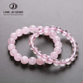 Natural Smooth Rose Quartz Unisex Vintage Bracelets Bangles Pink Crystal Beads Stone Strand Fine Jewelry Lovers Gifts LINK JD