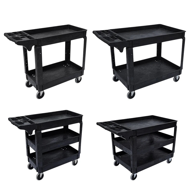 Heavy Duty Plastic Tooling Service Trolley 2/3 Layers Industrial Storage Cart with Wheels  for Bathroom Rack Storage