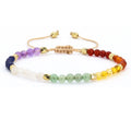 X171 Wholesale 4MM Adjustable Multi-color Stone Beaded Bracelet 7 Chakra Stones Bead Hand Woven Bangle Jewelry for Women