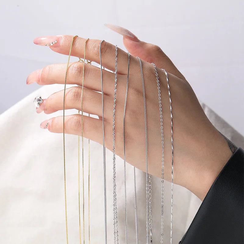 Customized Cheap Price Wholesale 18K Gold Necklace Link Chains Minimalist 925 Sterling Silver Figaro Chains for Women