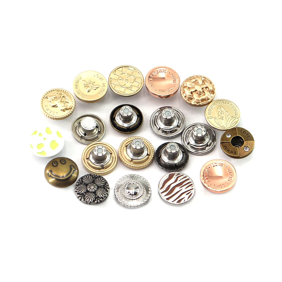 Metal Buttons Antique Silver and Bronze Color for Sewing DIY Crafts Sewing Decorations Mixed Vintage Style Flower Round Buttons