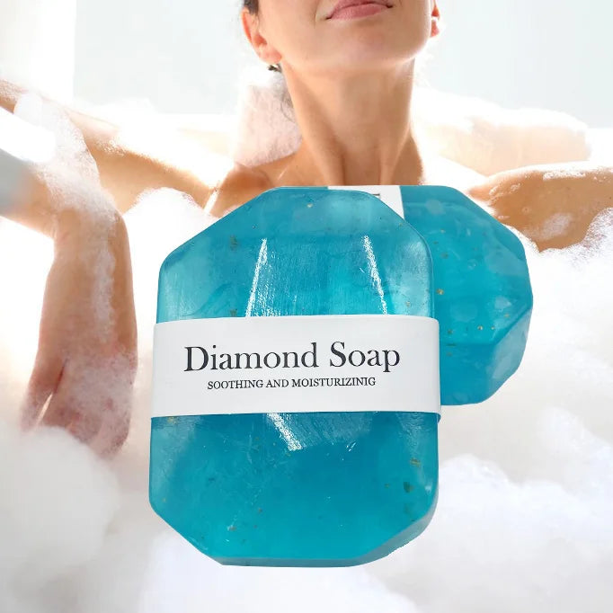 Hot Selling Essential Oil Organic Handmade Natural Moisturizing Cleaning Transparent Multi-color Gold Foil Diamond Soap Natural