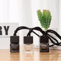 Free Samples 8ml 10ml Refilling square Shape Wooden Lid Empty clear Glass Hanging Car Perfume Bottle Diffuser