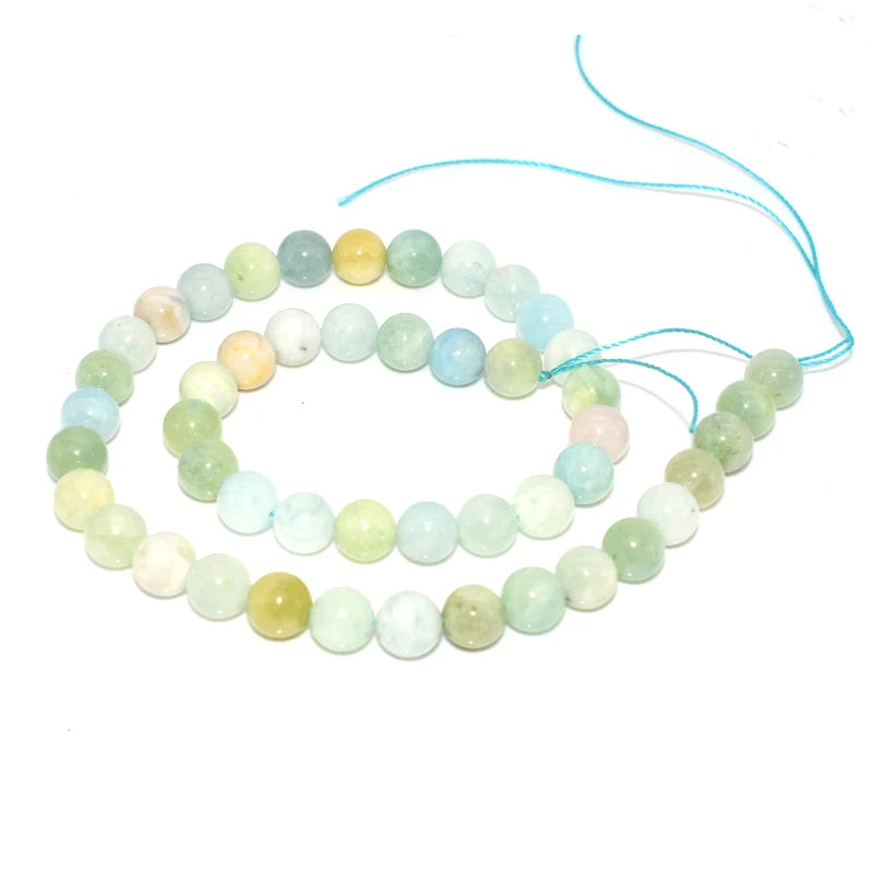 Wholesale 6/8/10mm Natural Blue Morganite Loose Gemstone Beads For DIY Jewelry