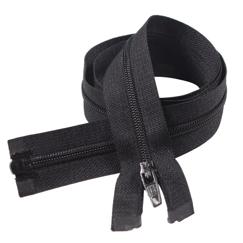 Wholesale Factory Price Custom Long Chain Nylon Zipper Roll 3# 5# 8# Black Open End Nylon Coil Zippers for Fashion Bags