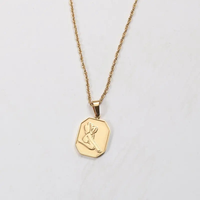 Joolim Jewelry 18K Gold Plated Figure Pendant Necklace Stainless Steel Jewelry Wholesale Tarnish Free
