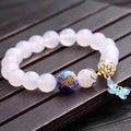 High Quantity 10mm Beads Perlen Bracelet White Agates Natural Stone Bracelet Butterfly Pendant Tasbih Jewelry