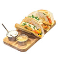 Youlike Eco-Friendly Bamboo Wood Taco Rack Unique Plant Pattern Presentation for Taco Tuesday Bar Parties Dishes & Plates
