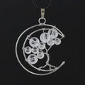 HZ Wire Wrapped Tree of Life Clear Quartz Stones Round Shaped Drop Hoop Pendant for Gifts Healing Crystals Jewelry