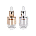 Custom Electroplated Rose Silver Cover Essential Oil Dropper Glass Bottle with Screen Printing for Packing Serum Cosmetic