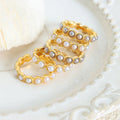 Elegant Fashion Unique Texture High Gloss Shell Pearl Ring Commuting Jewelry 18k Gold Plated Stainless Steel Pearl Ring