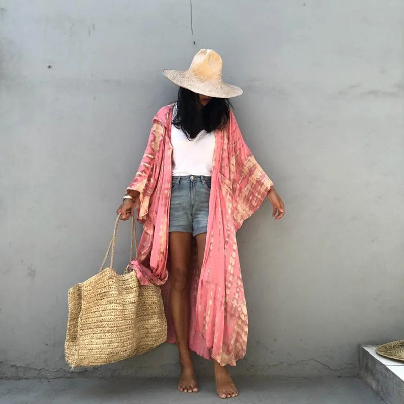 Bohemian Printed Women Beach Dress Bathing Suit Cover up Summer Tunic for Women Hooded Beachwear Robe De Plage Kaftan