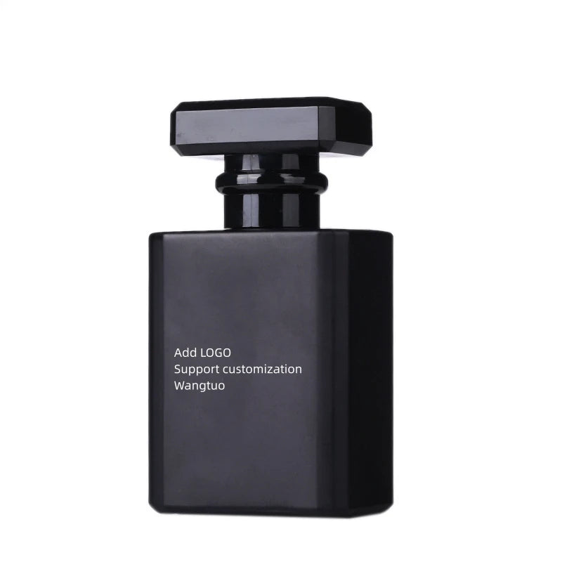 Custom Transparent Black 30ml 50ml 100ml Eco-friendly Glass Flat Square Luxury Perfume Bottle Screen Printing Pump Sprayer Box
