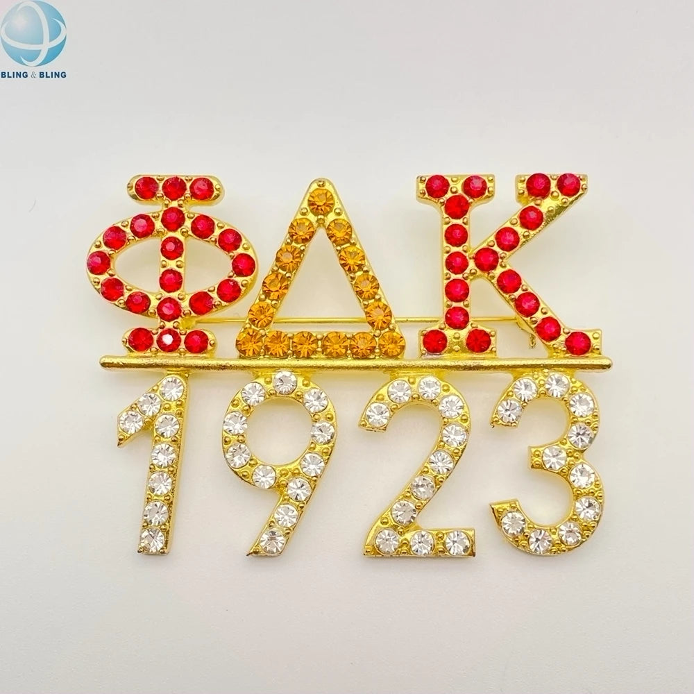 Greek Sorority Rhinestone Phi Delta Kappa Brooch Alloy 1923 Lapel Pin for Fraternity &Sisterhood