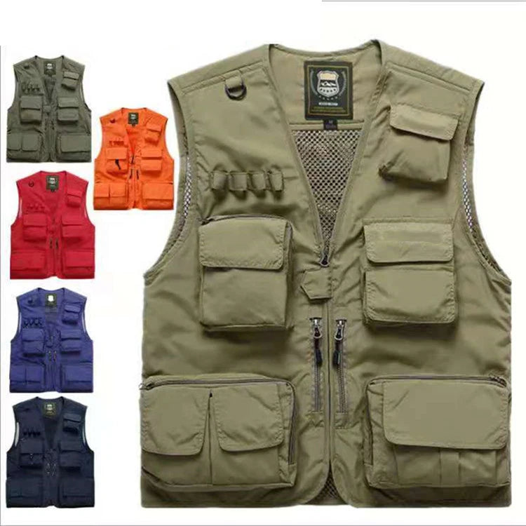Spring Sports Mens Fishing Multi-pocket Vest Quick-Drying Photography Waistcoat Male Travel Work Outdoor Vest
