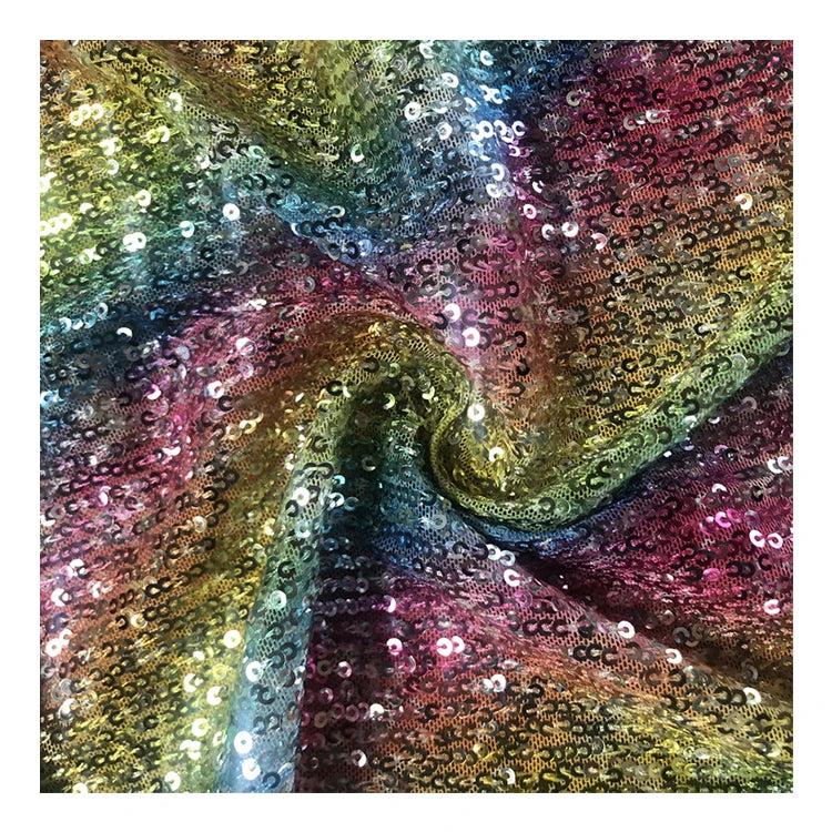 Rainbow Design Digital Print Stretch Knitted Weft Plain Embroidery Fabric 100% Polyester for Girls Stage Dress Lining