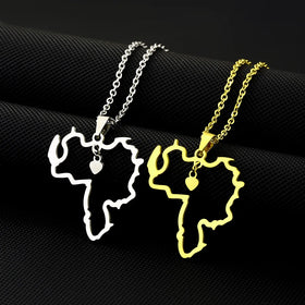 Stainless Steel Venezuela Map Chain Necklace 18K Gold Plated Venezuela Map Pendant Chain Necklace