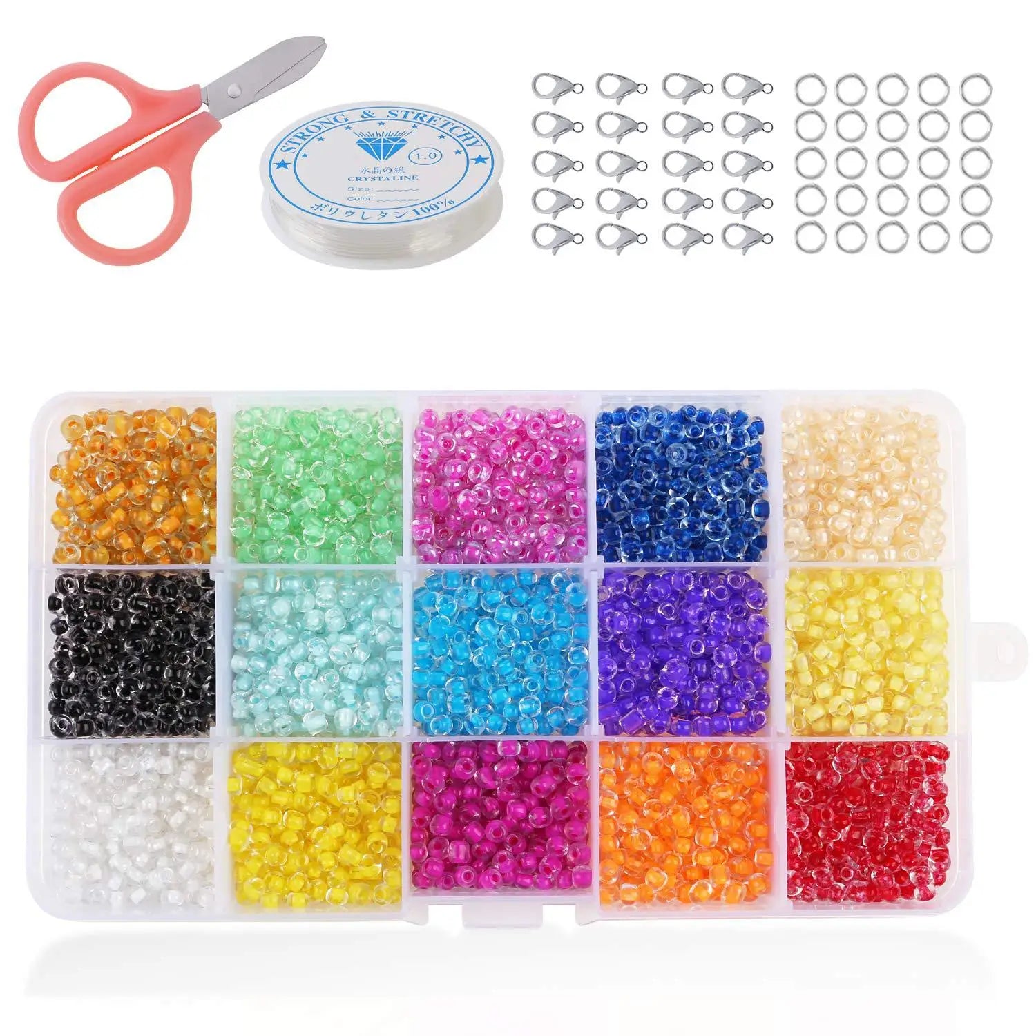Glass Seed Beads Small Craft Beads Small Beads for DIY Bracelet Necklaces Crafting Jewelry Making Supplies with 3 mm Clear