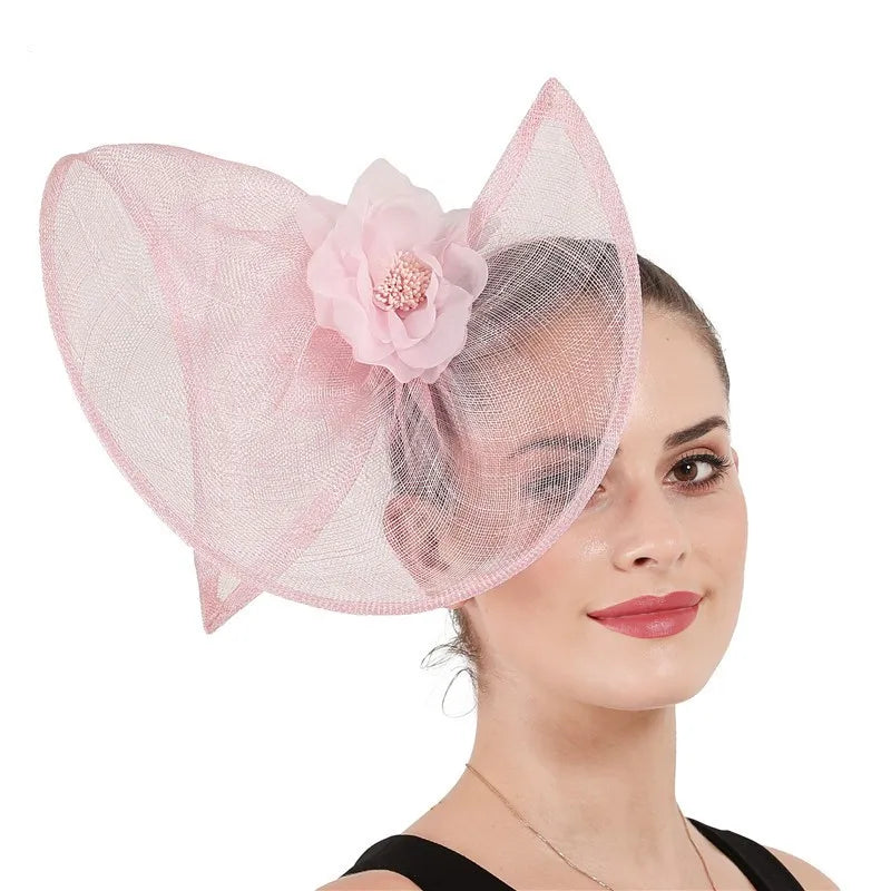 Women's Kentucky Derby Hat Bow Shape Sinamay Church Hats Wedding Cocktail Tea Party Ladies Hats and Fascinators with Mesh Veil