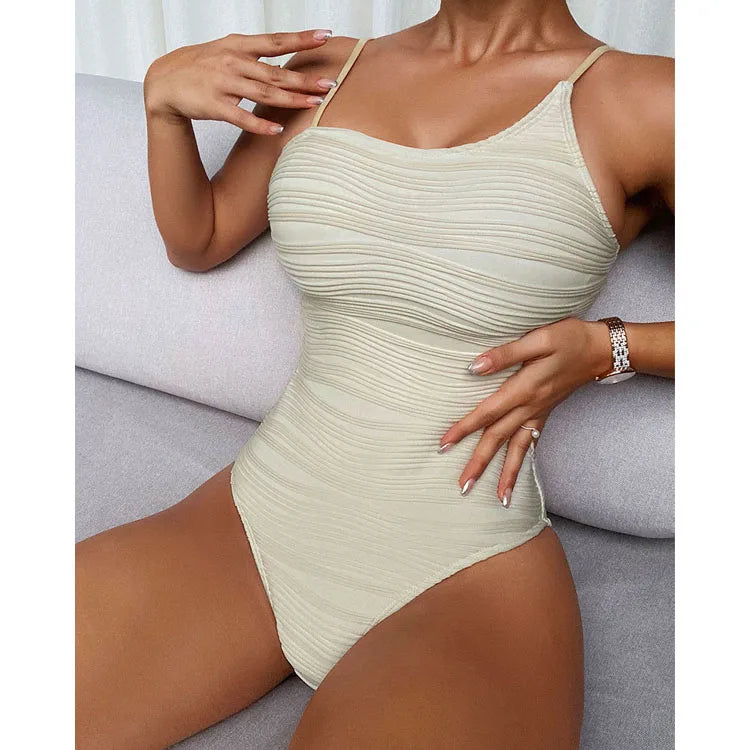 Wholesale New Strap One Piece Swimsuit Women Hot Spring Bikini Solid Color Irregular Swimwear