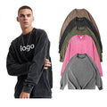 Vintage Acid Washed Long Sleeve T-Shirt for Men Dtg Printing Graphic Men's T-Shirt Oversize Casual Heavy Cotton 230g T-Shirt