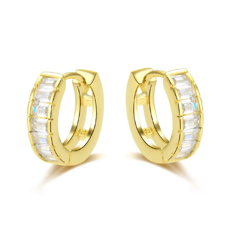 18K Gold Plated Trendy Circle Style 925 Sterling Silver AAA Cubic Zirconia Small Hoop Earrings Wedding Aaa Emerald Main Stone