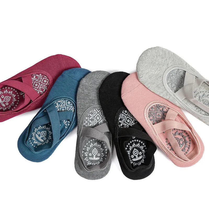 New Cross Strap Yoga Socks Towel Bottom Dot Glue Ballet Socks Sports Cotton Yoga Socks
