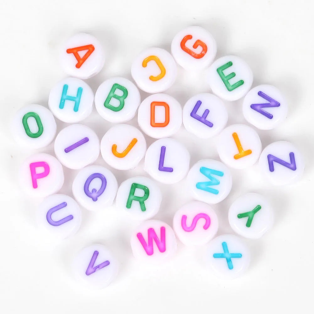 7x4mm Mix Letter Acrylic Beads Number Star Round Flat Alphabet Spacer Beads for Jewelry Making Handmade Diy Bracelet Accessories