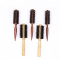 Custom Logo Home Use Hair Salon Wood Hairbrush Scalp Massage 2 Styles Rolling Comb Boar Bristle Nylon Material Curly Hairbrush