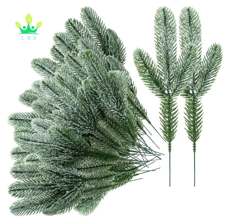Green Artificial Pine Needles Garland Plastic Christmas Picks Wreath Decor Decorative Plants for Home Garden Holiday Decor