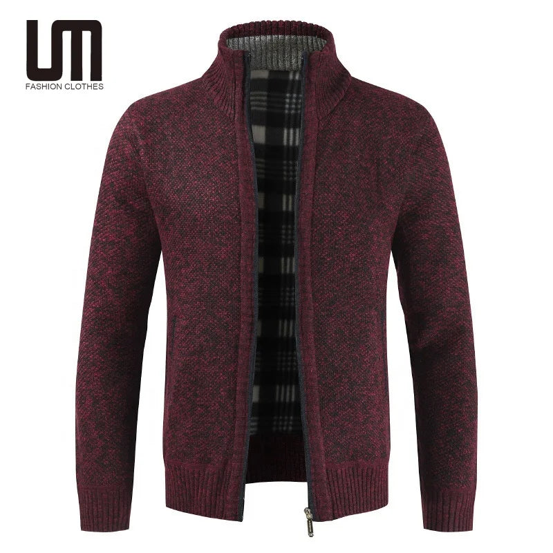 Liu Ming Cheap Wholesale Autumn Winter Trending Men Clothing Casual Stand Collar Jacket Coats Knitted Cardigan Sweater