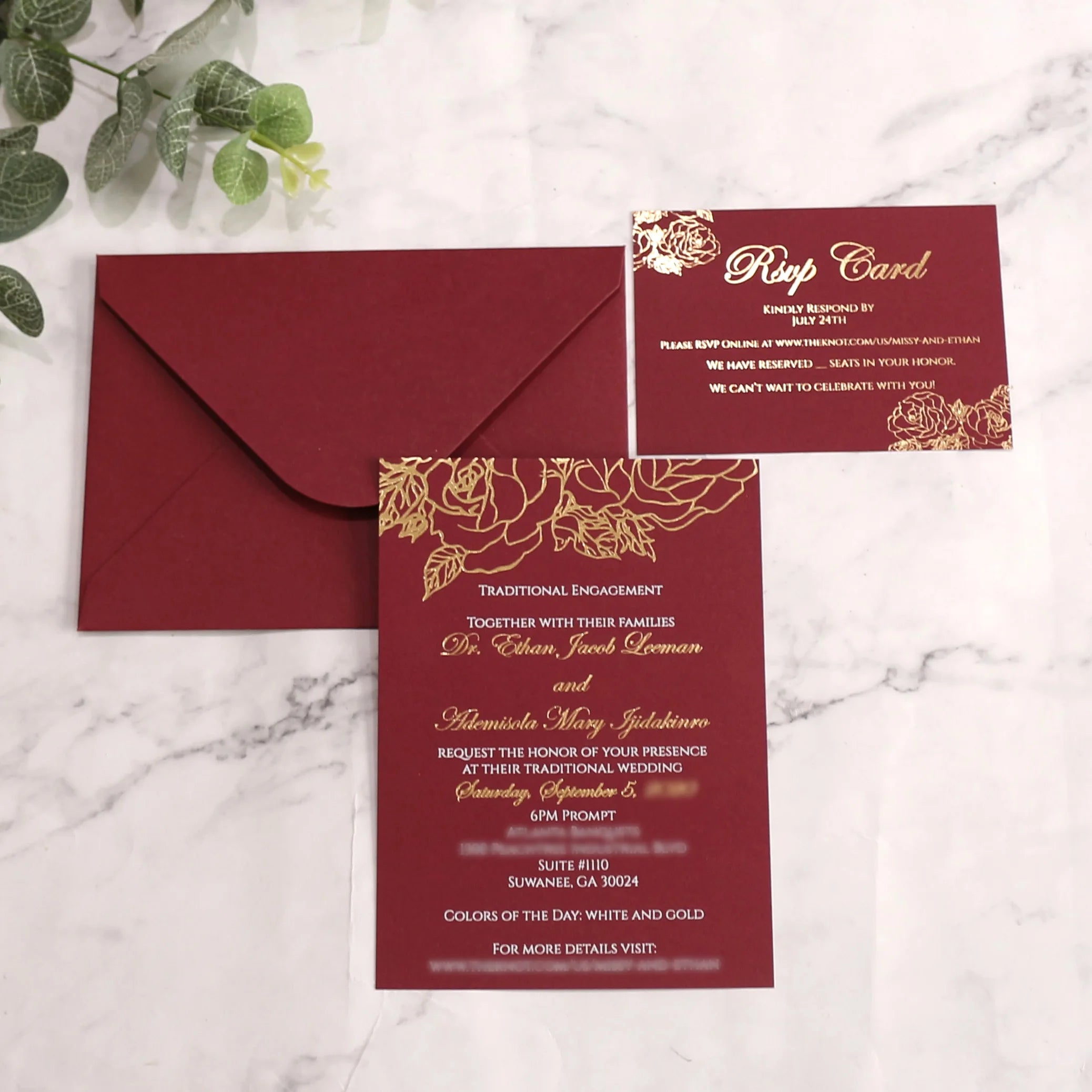 DIY Premium Elegant 5X7 Inches Paper Invitations Floral RSVP Card Luxury Wedding Invitation Cards With Envelopes