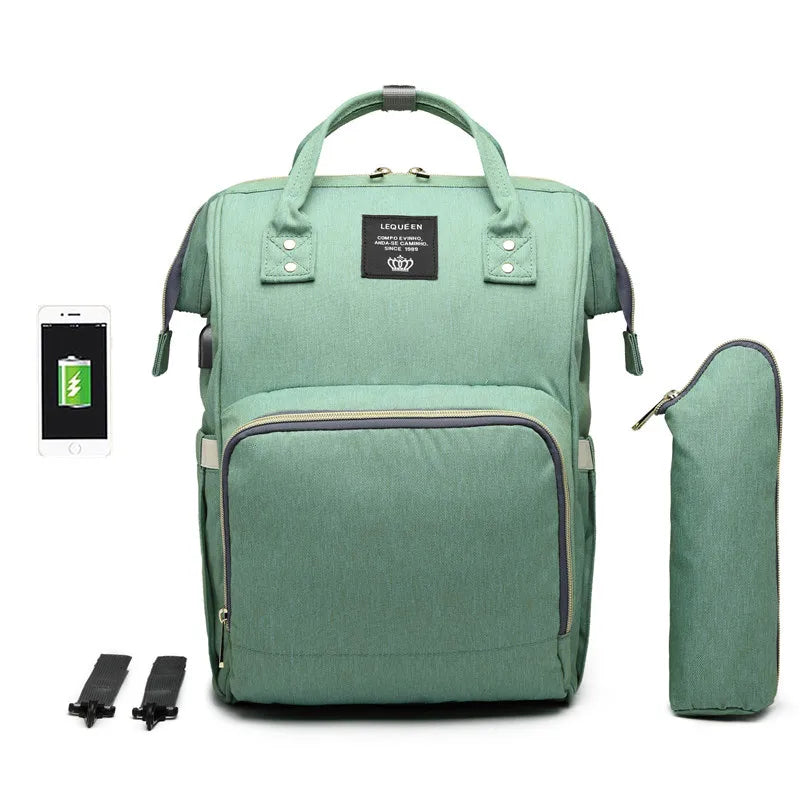 2024 Waterproof Polyester Mother Diaper Bag Backpack Portable Folding Baby Crib with Fancy Bed Nappy Essentials Carrier