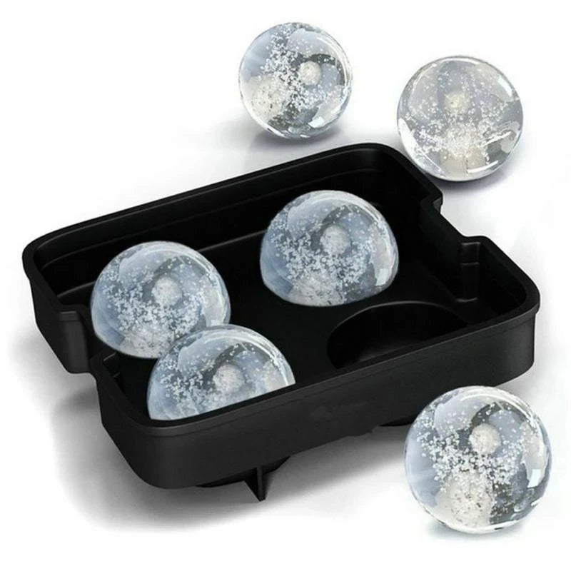 Free Sample Custom Logo 4-Cavity Round Silicone Ice Ball Mold PC Food Grade with Lid for Food and Cake