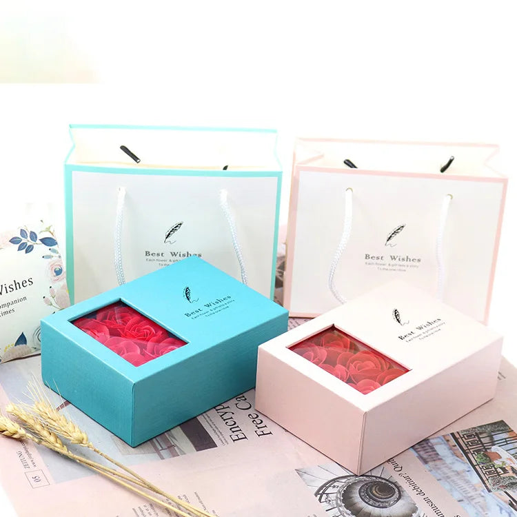 Rose Gifts Boxes Wholesale Jewelry Storage Box With Window Luxury Artificial Flower Valentines Gift Boxes