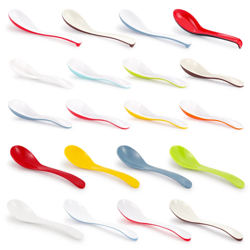 Colorful Melamine Ramen Soup Noodle Salad Spoons Durable Plastic Serving Spoons for Kitchen & Restaurant