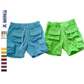 Low Moq Ready to Ship Custom Print Track Men's Shorts Cargo Multi Pocket Fit Loose  Sweat Shorts Drawstring Beach Track Shorts