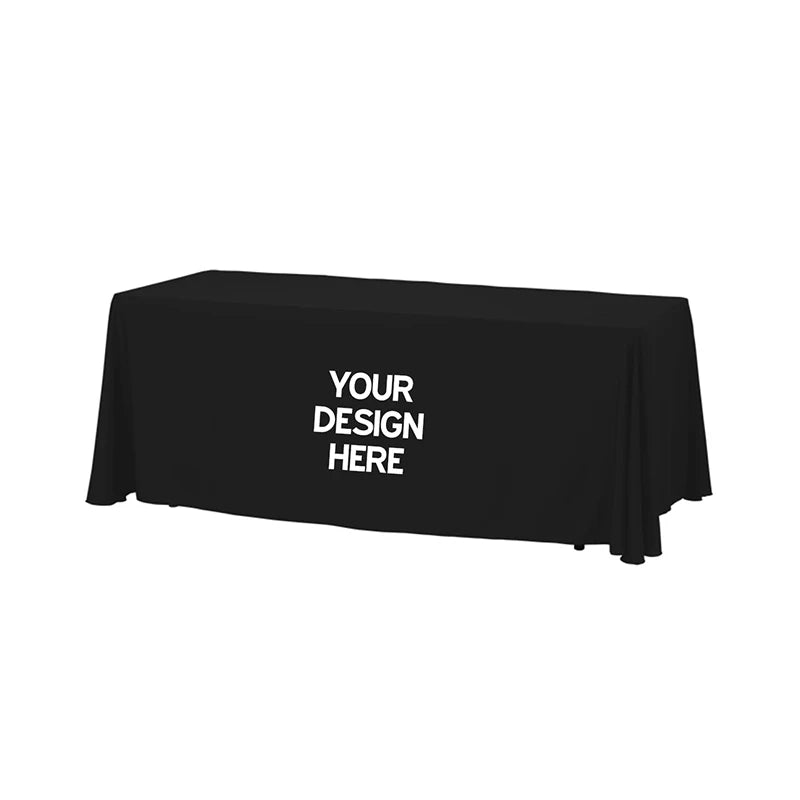 6ft Custom Printing Loose Table Cover Personalize Logo 100% Polyester Unfitted Table Cloth