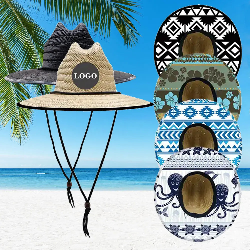 Sombrero Playero Summer Outdoor Sun Proof Ethnic Adjustable Fitted Lifeguard Straw Sun Hat
