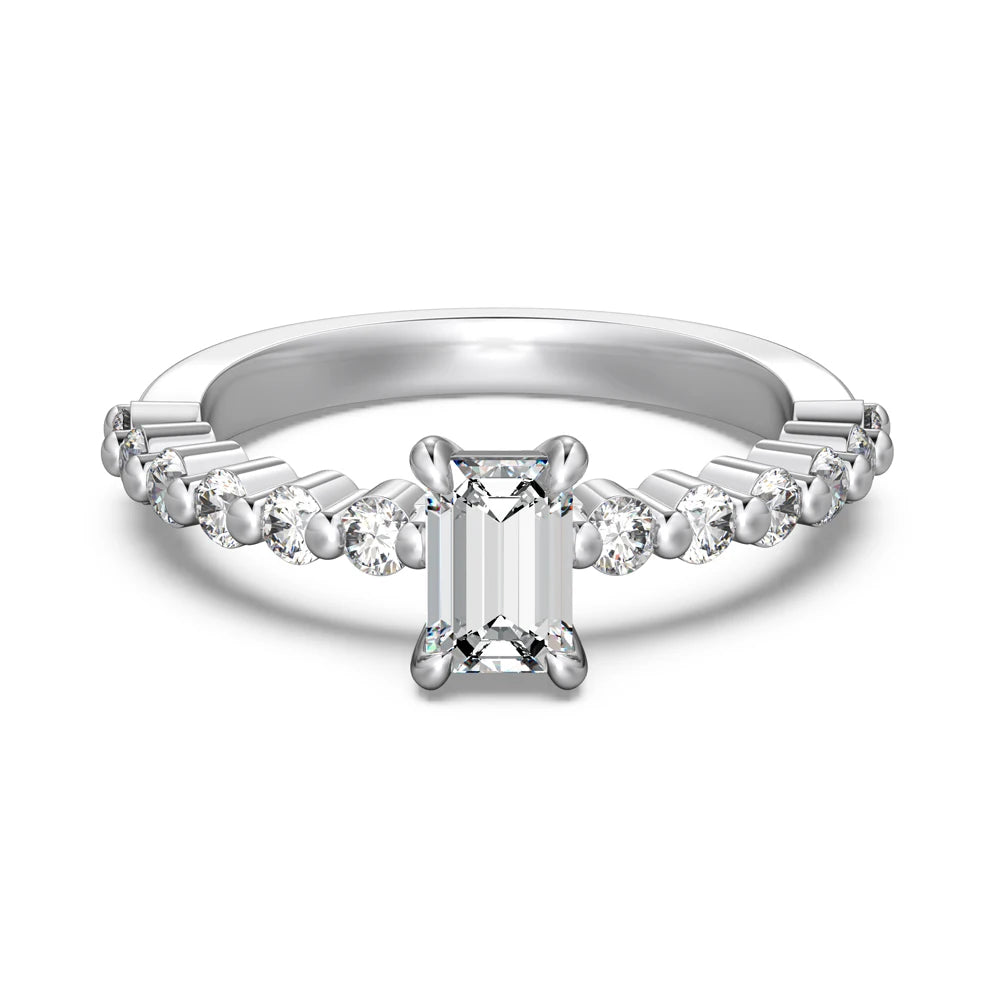 Dylam Hot Selling Shiny Cz Cubic Zirconia Ring Wedding Band Baguette S925 Sterling Silver Eternity Diamond Rings Jewelry Women