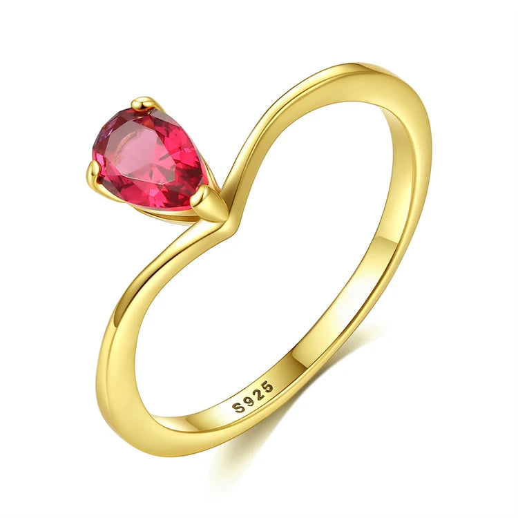 Fine 925 Sterling Silver Geometric Gemstone 18k Gold Fashion Simple Diamond Wedding Ring for Women