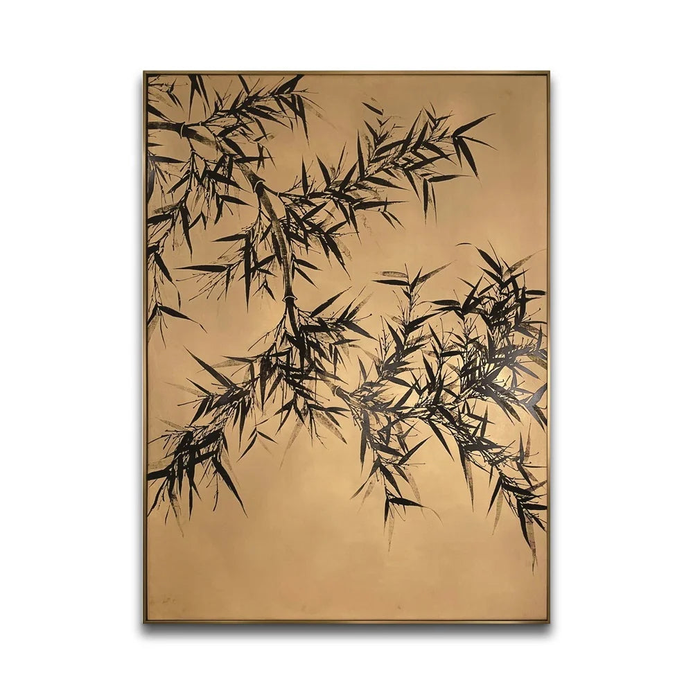 New Chinese Style Ink Bamboo Brass 3D Copperplate Etching for Hotel Decor