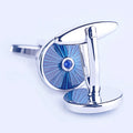 Wholesale Factory Supply Shirt Button Designs Cuff Link Gemelos Silver Cufflinks for Men Wholesale Blue Men Accessories 2023
