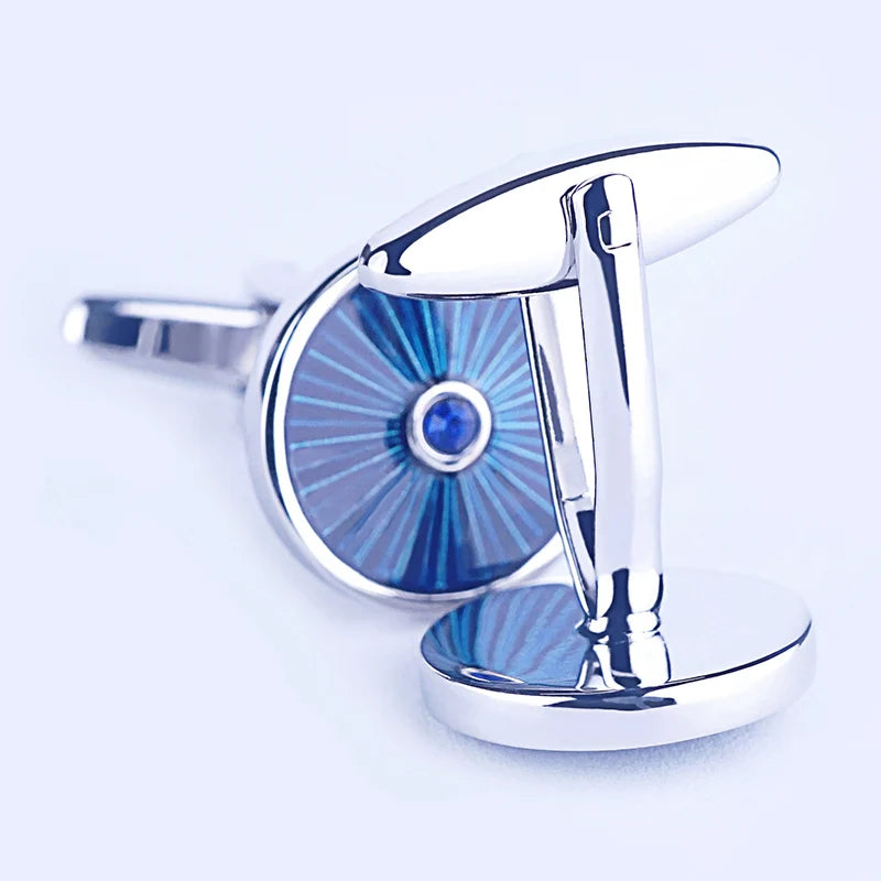 Wholesale Factory Supply Shirt Button Designs Cuff Link Gemelos Silver Cufflinks for Men Wholesale Blue Men Accessories 2023