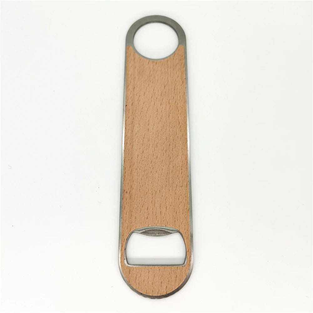Blank Wood Bottle Opener Stainless Steel Covered Thin Wood Sheet Blade Bottle Opener